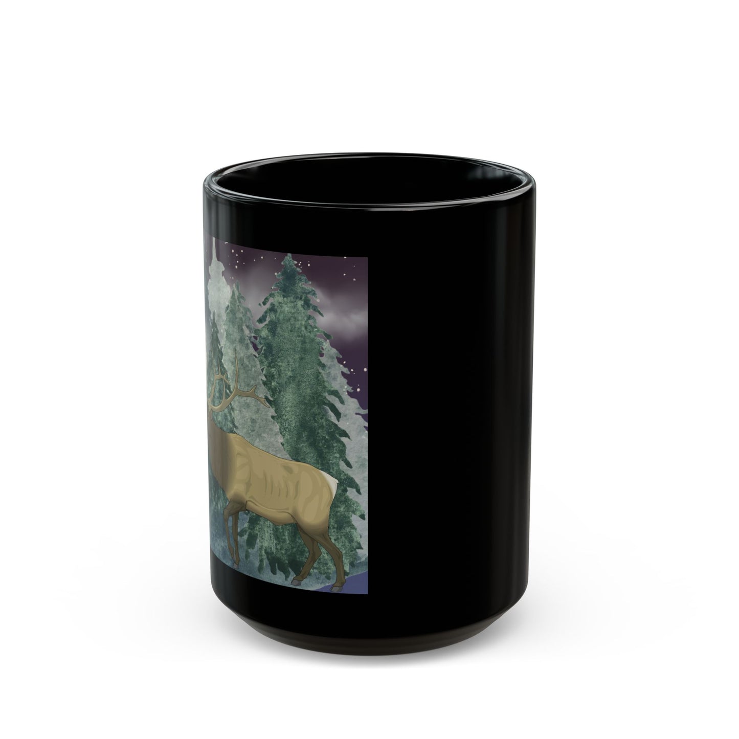 Elk in the Woods - Black Mug (15oz)