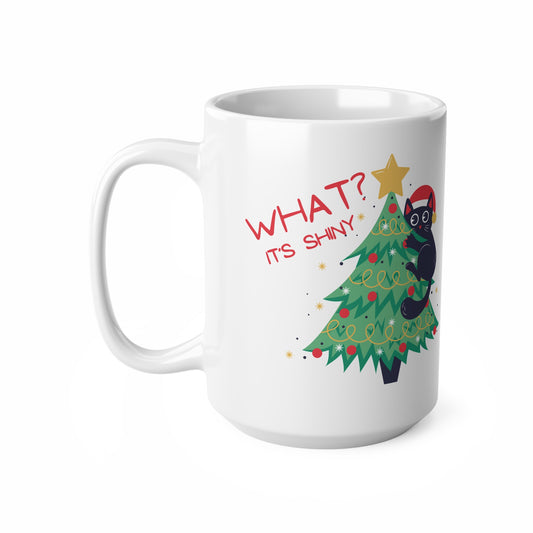 What, It's Shiny Christmas Tree Cat - Ceramic Coffee Cups, 15oz