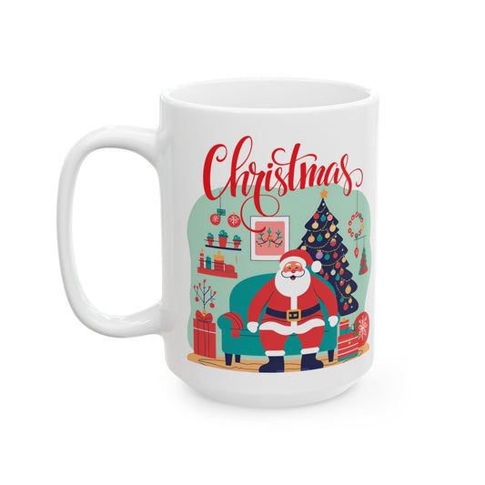 Santa Resting at Home - Ceramic Mug, (15oz)