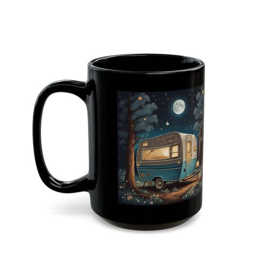 Vintage Camping Trailer - Black Mug (15oz)