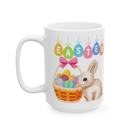 Easter Basket and Bunny - Ceramic Mug, (15oz)