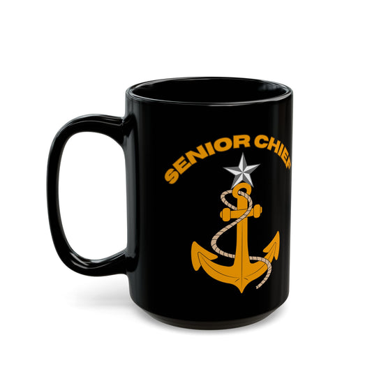 Navy Senior Chief - Black Ceramic Mug (15oz)