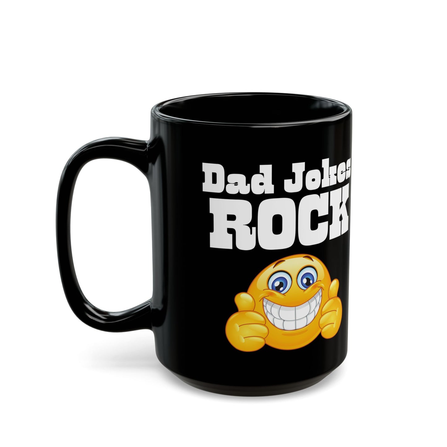 Dad Jokes Rock - Funny Black Mug (15oz)